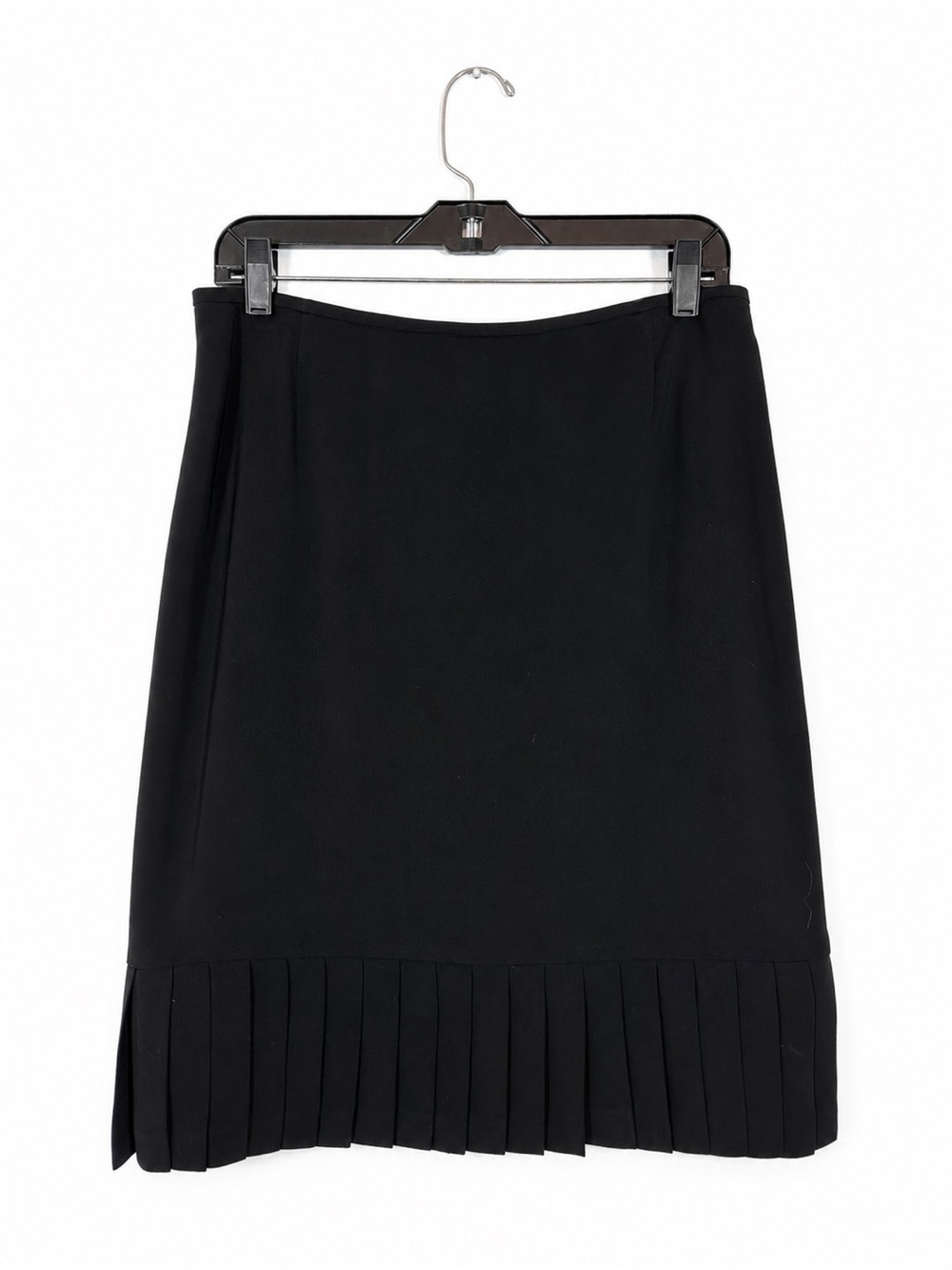 Vintage 90s Black Pleated Hem Mini Skirt Sz 10 Business Casual Office Corporate